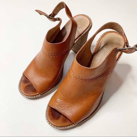 Madewell Shoes - Madewell Marie Sandal stacked heel brown leather.